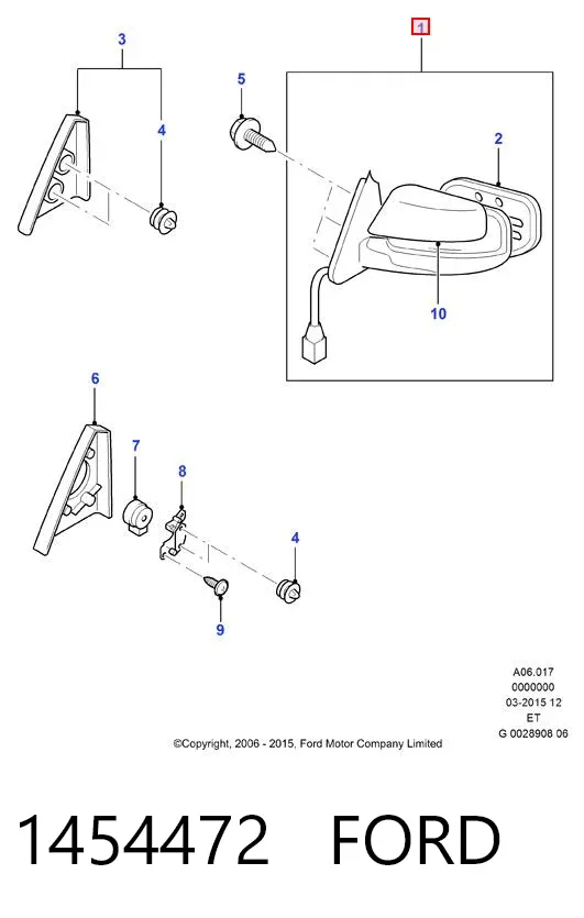 Дзеркало праве 1454472 Ford
