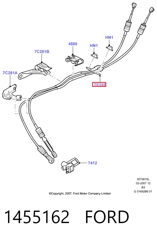 Трос перемикання передач, вибору передачі 1455162 Ford