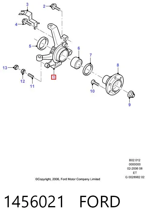 Цапфа - поворотний кулак передній, правий 1456021 Ford