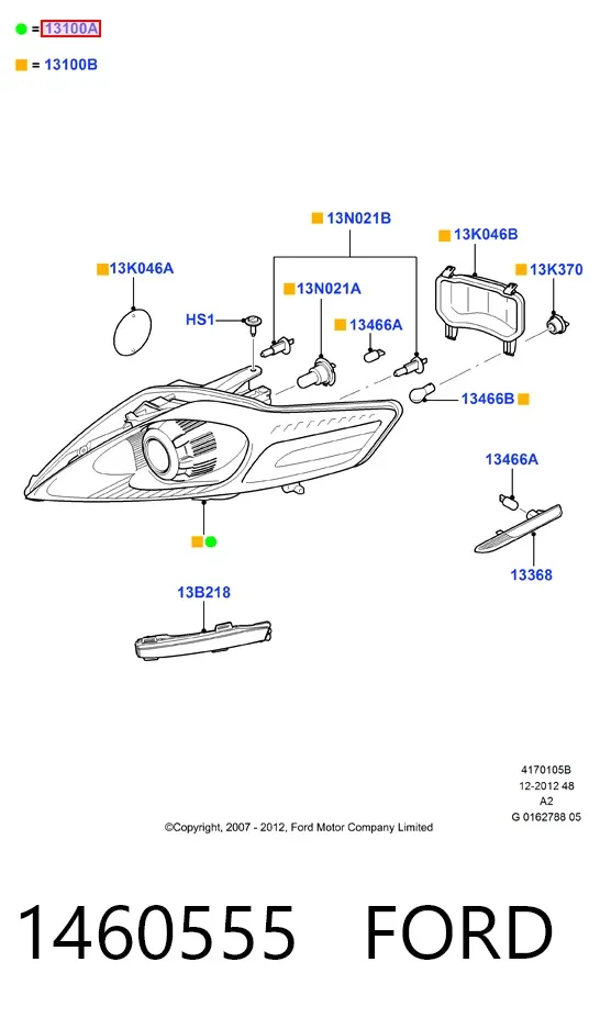 Фара права 1460555 Ford