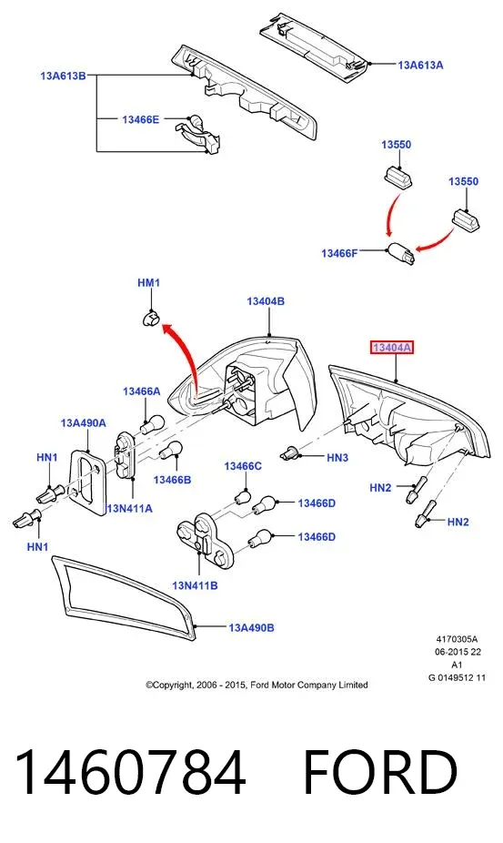 Ліхтар задній правий, внутрішній 1460784 Ford