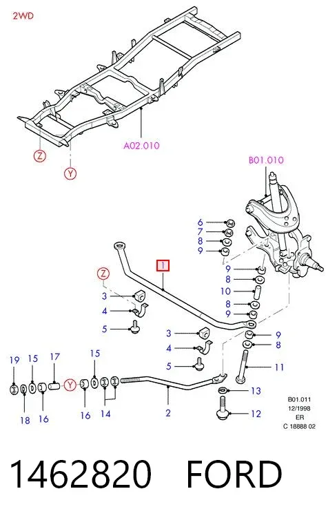 Передній стабілізатор 1462820 Ford