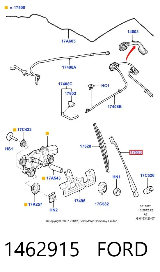 Важіль-поводок склоочисника заднього скла 1462915 Ford