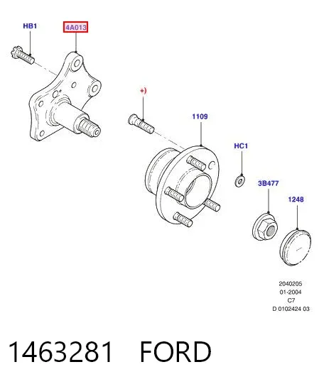 Цапфа - поворотний кулак задній 1463281 Ford
