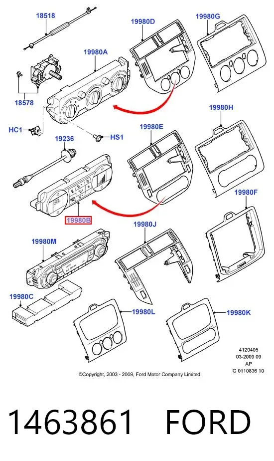 Блок управління кондиціонером 1463861 Ford