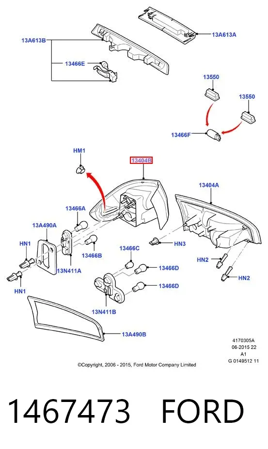 Ліхтар задній лівий, зовнішній 1467473 Ford