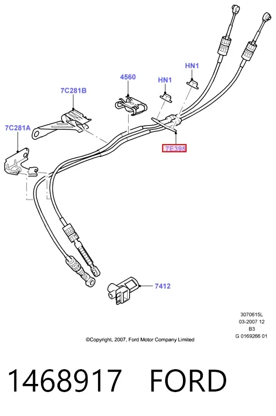 Трос перемикання передач, вибору передачі 1468917 Ford
