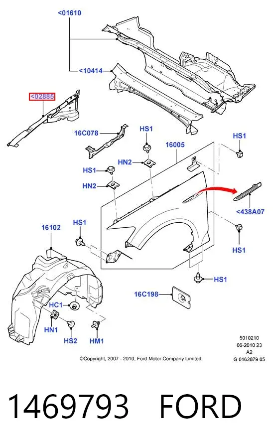 Кронштейн бампера переднього, лівий 1469793 Ford