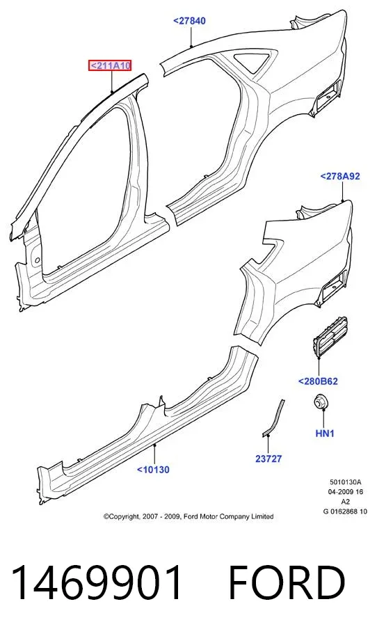 Стійка центральна, ліва 1469901 Ford