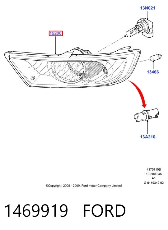 Фара протитуманна, ліва 1469919 Ford