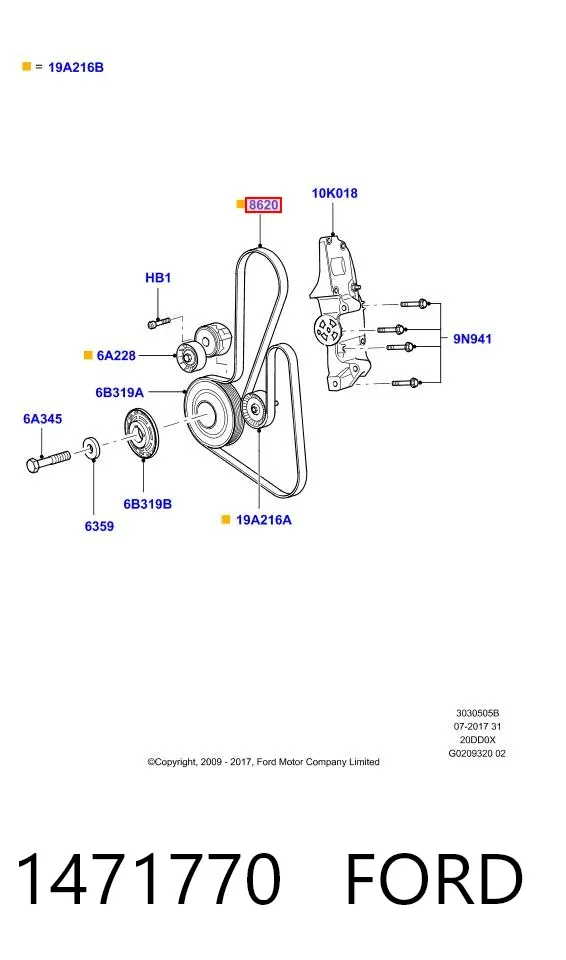 Ремінь генератора 1471770 Ford