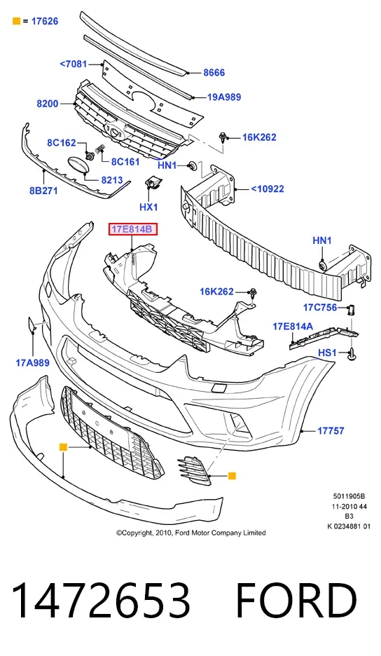 Кронштейн бампера переднього, центральний 1472653 Ford