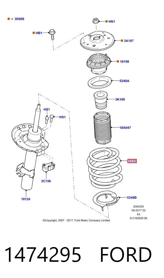 Пружина передня 1474295 Ford