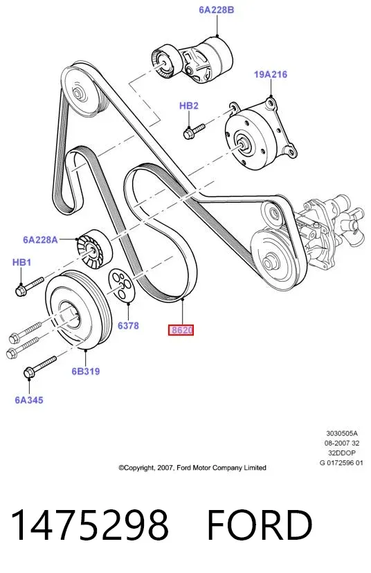 Ремінь генератора 1475298 Ford