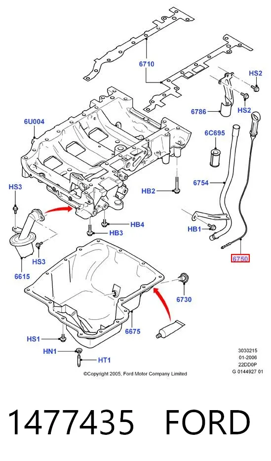 Масляний щуп 1477435 Ford