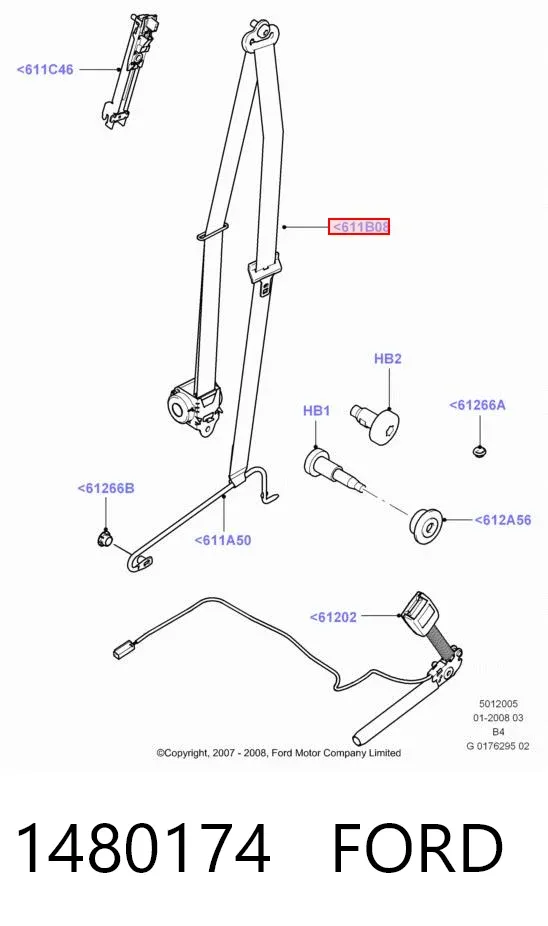 Пасок безпеки передній лівий 1480174 Ford