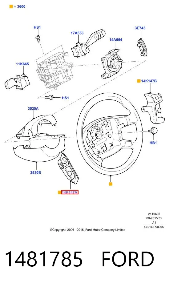 Блок кнопкових перемикачів кермового колеса 1481785 Ford
