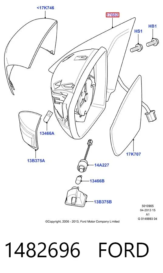 Ліве бокове дзеркало 1482696 Ford
