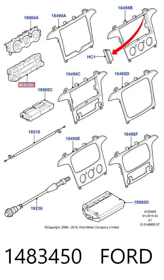 Блок управління кондиціонером 1483450 Ford