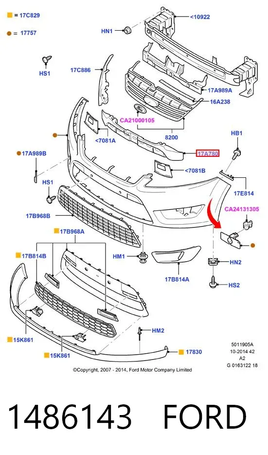 Абсорбер (наповнювач) бампера переднього 1486143 Ford