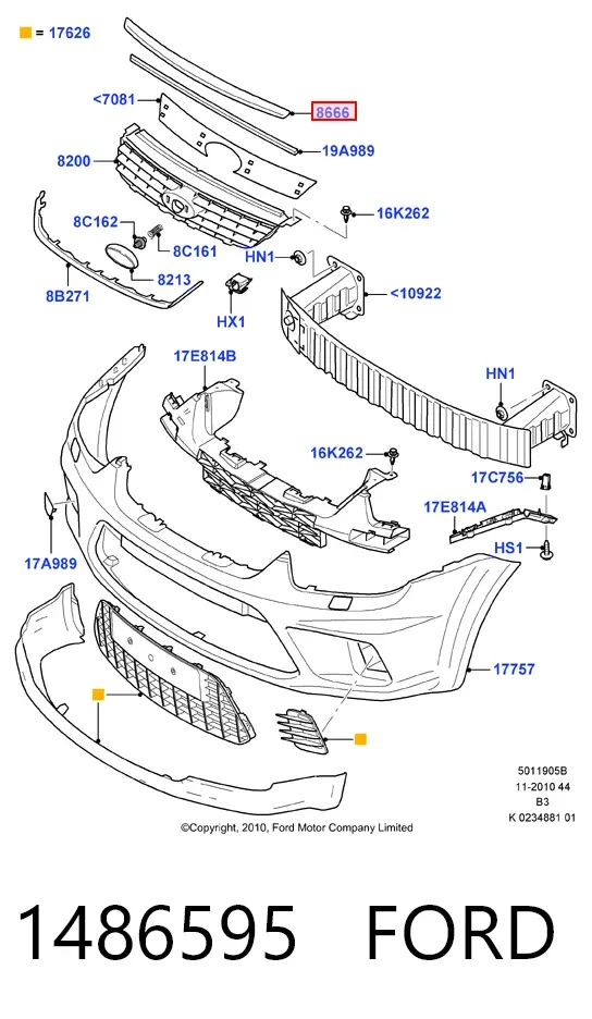 Накладка капоту 1486595 Ford