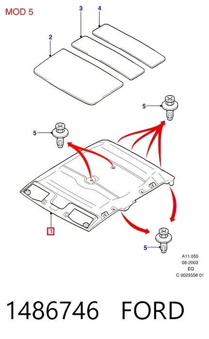Оббивка даху (стеля) 1486746 Ford