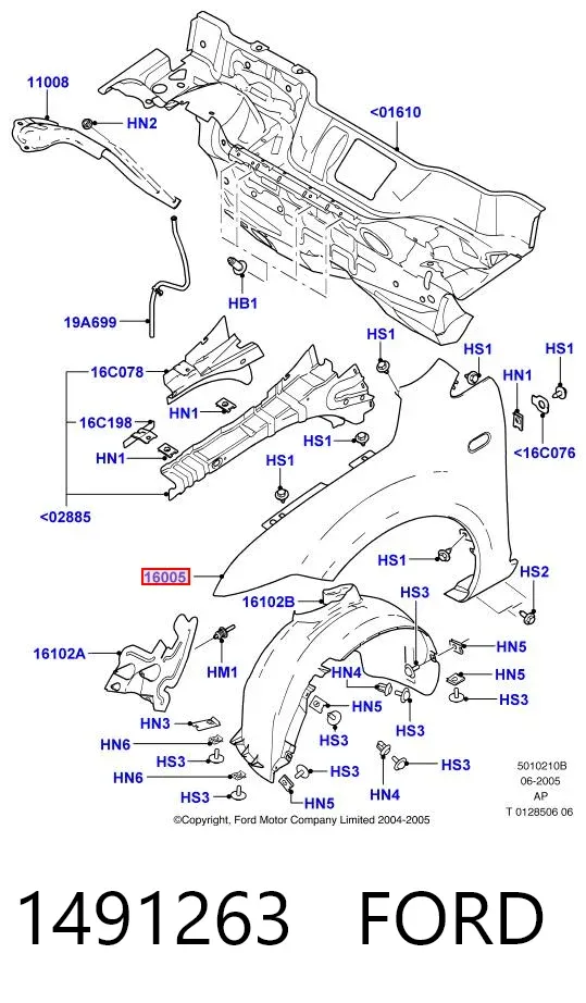 Крило переднє ліве 1491263 Ford