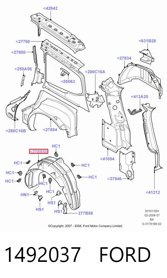 Підкрилок заднього крила, лівий 1492037 Ford