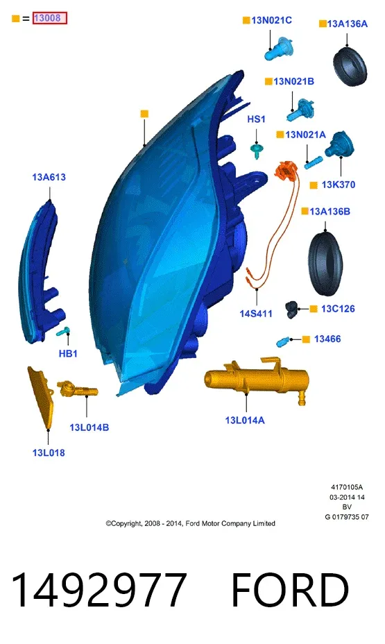 Фара права 1492977 Ford