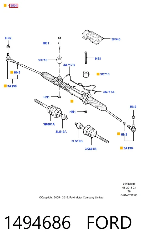 Рульова рейка 1494686 Ford