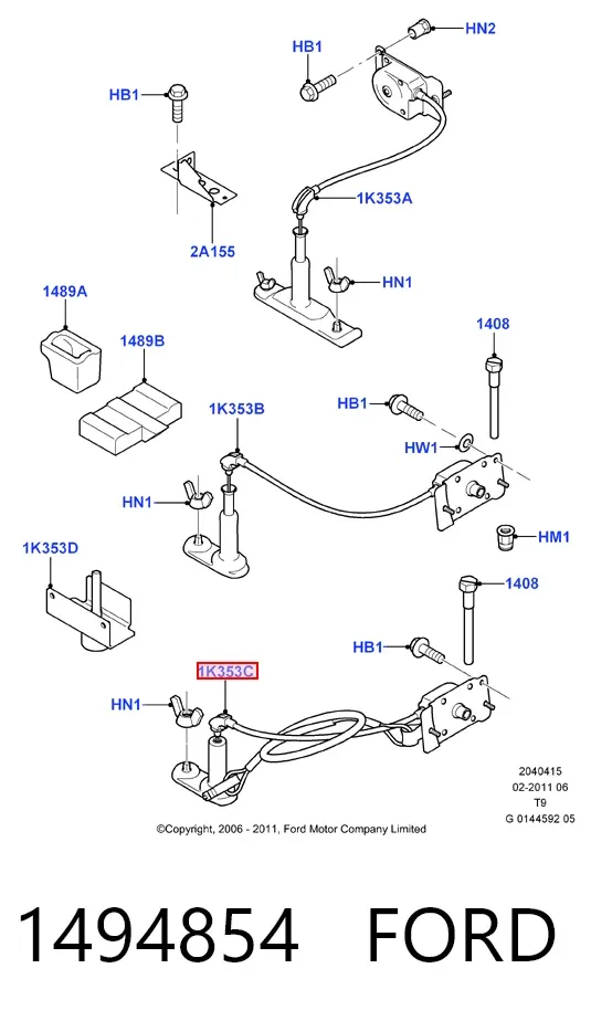 Лебідка запасного колеса 1494854 Ford