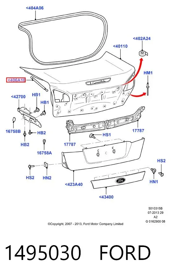 Амортизатор багажника 1495030 Ford