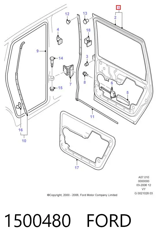 Двері задні, ліві 1500480 Ford