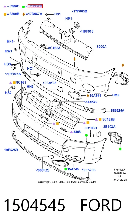Передній бампер 1504545 Ford