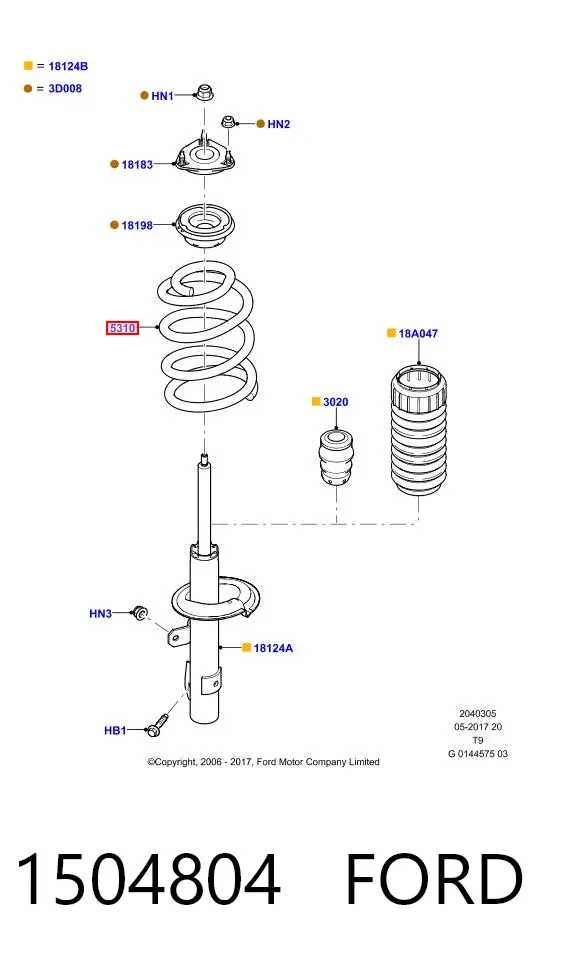 Пружина передня 1504804 Ford