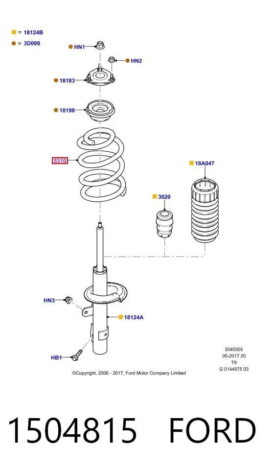Пружина передня 1504815 Ford