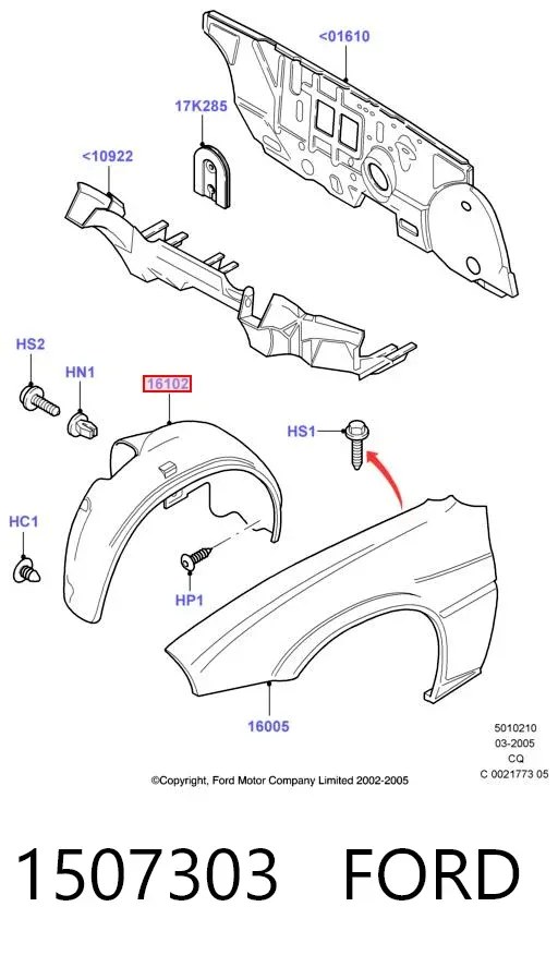 Підкрилок передній правий 1507303 Ford