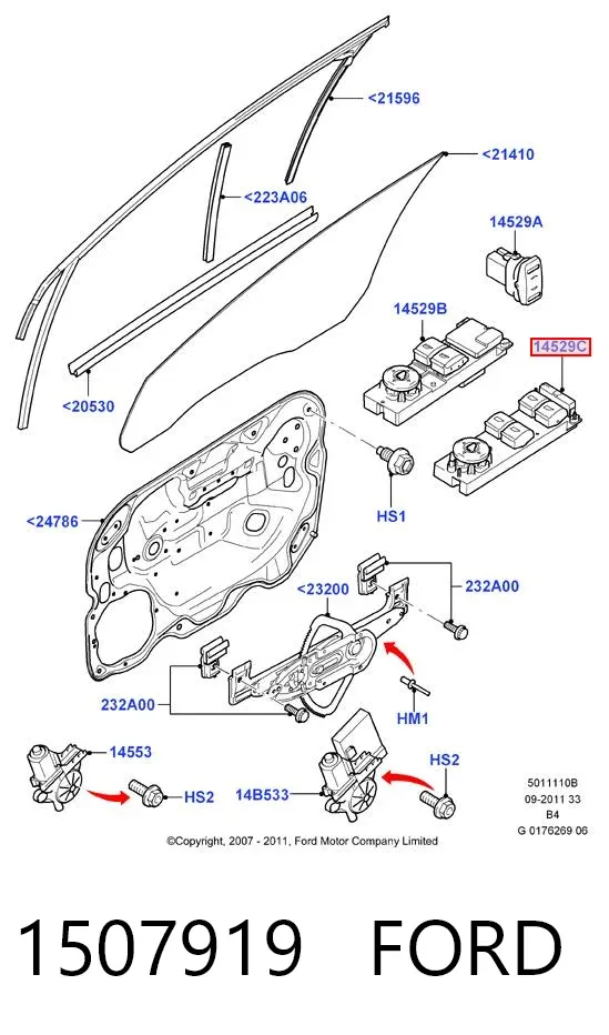 Кнопковий блок керування склопідіймачами передній лівий 1507919 Ford