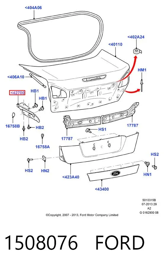 Петля кришки багажника 1508076 Ford