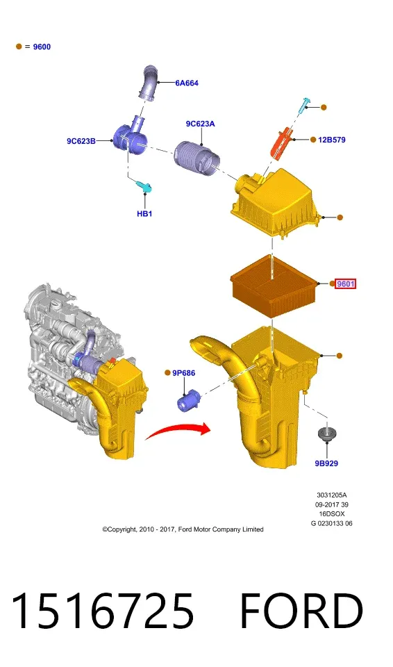 Повітряний фільтр 1516725 Ford