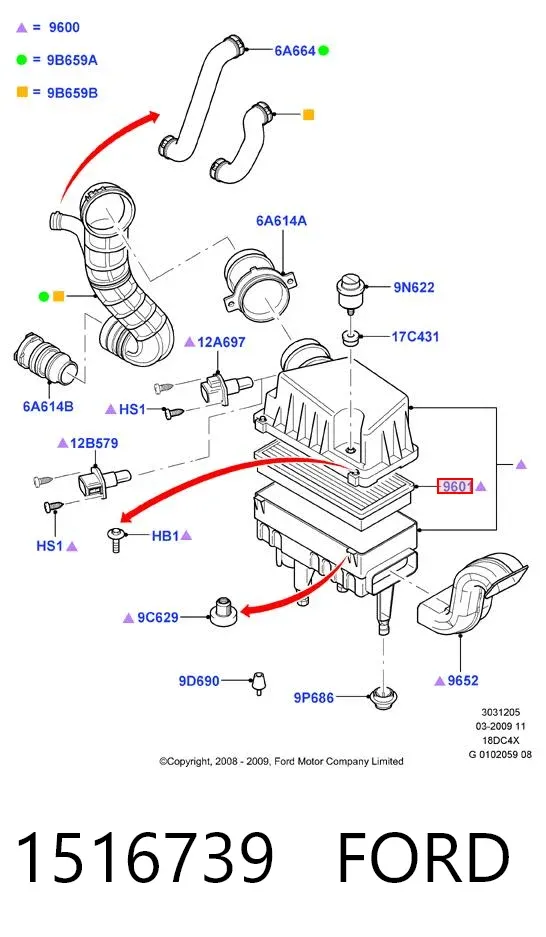 Повітряний фільтр 1516739 Ford