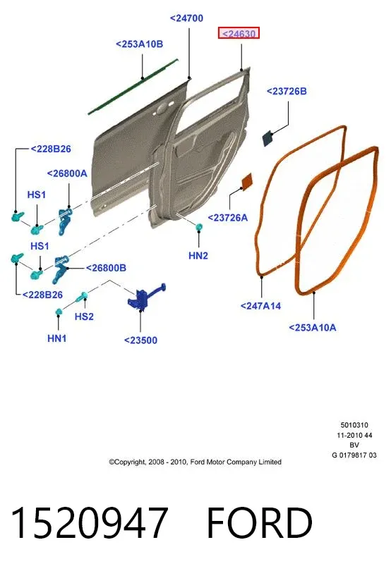 Двері задні, ліві 1520947 Ford
