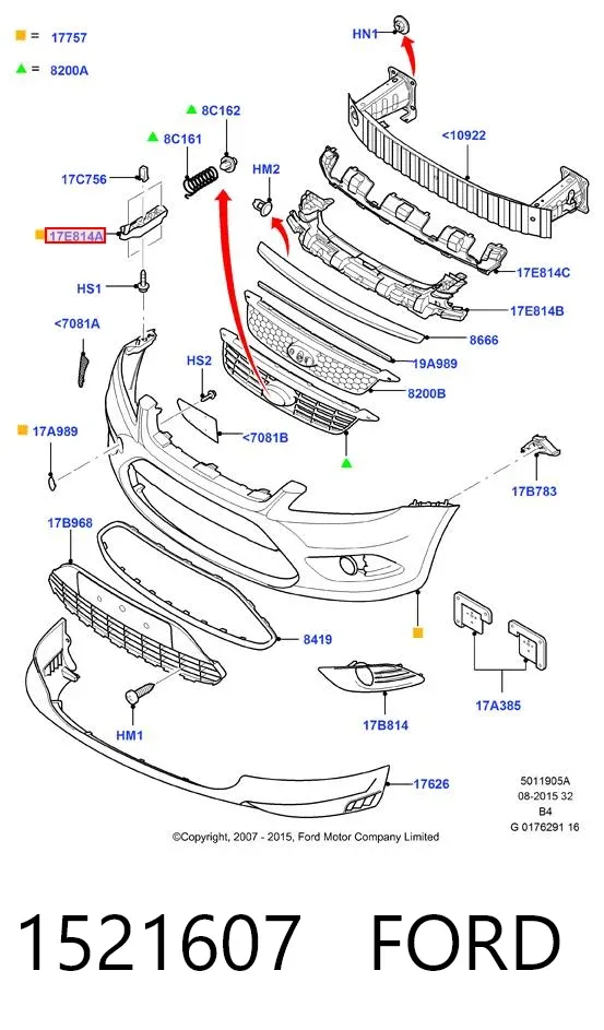 Направляюча переднього бампера, ліва 1521607 Ford