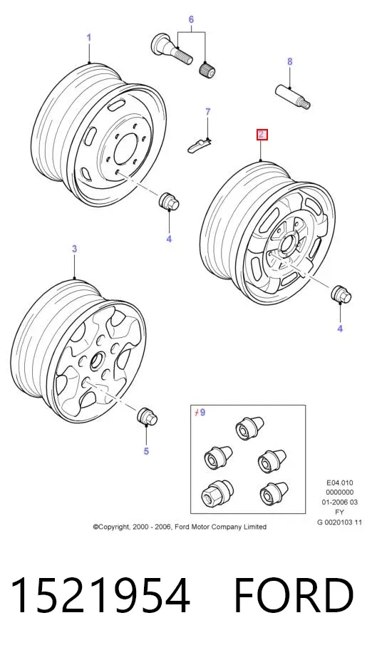 Диск колісний стальний (штампований) 1521954 Ford