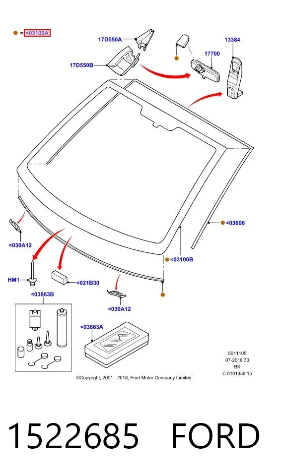 Лобове скло 1522685 Ford