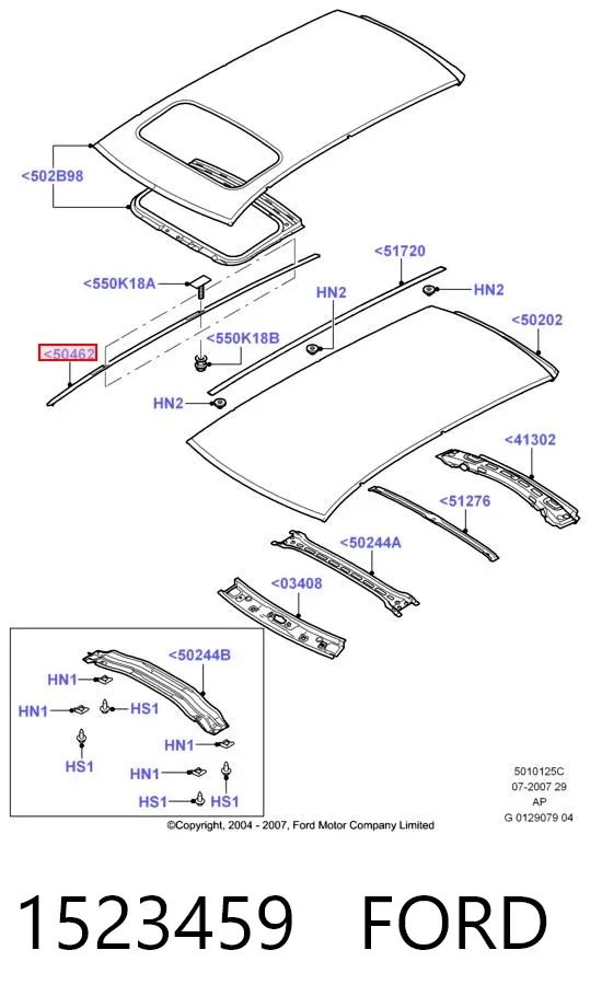 Молдинг даху, правий 1523459 Ford