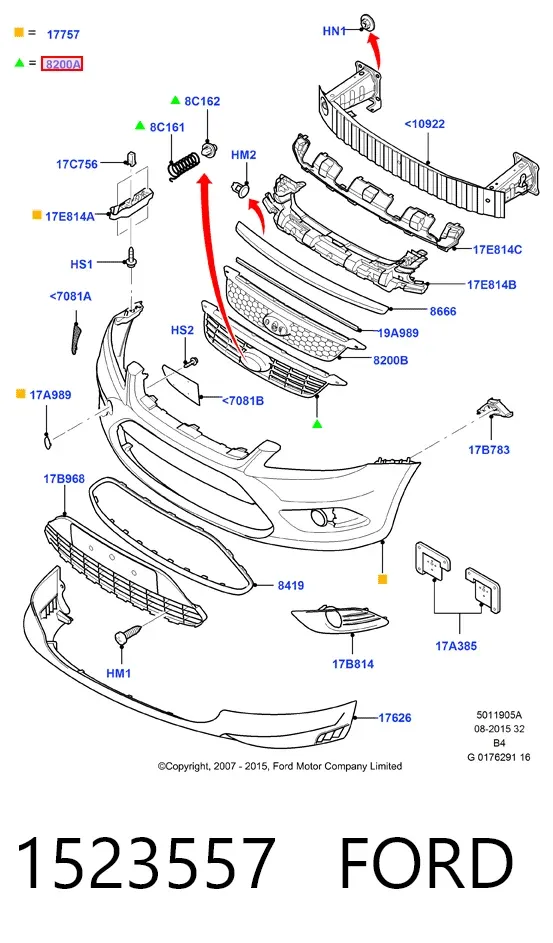 Решітка радіатора 1523557 Ford
