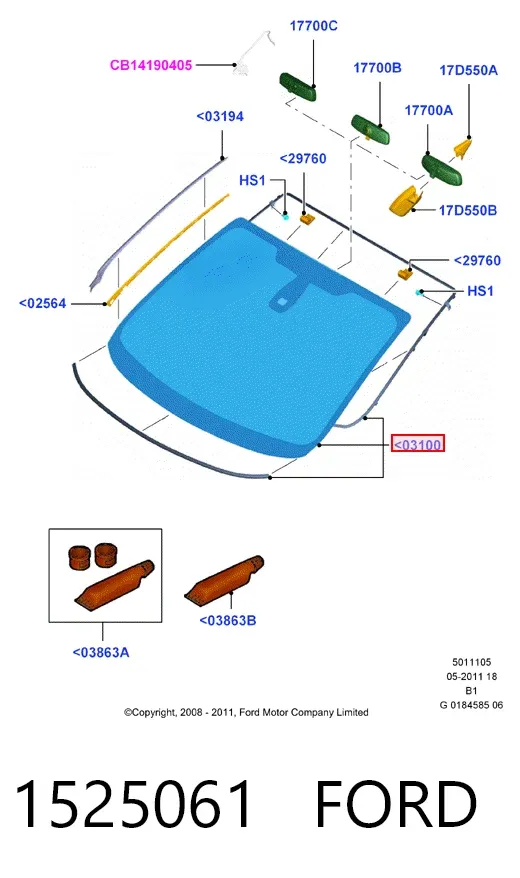 Лобове скло Ford Fiesta Mk6