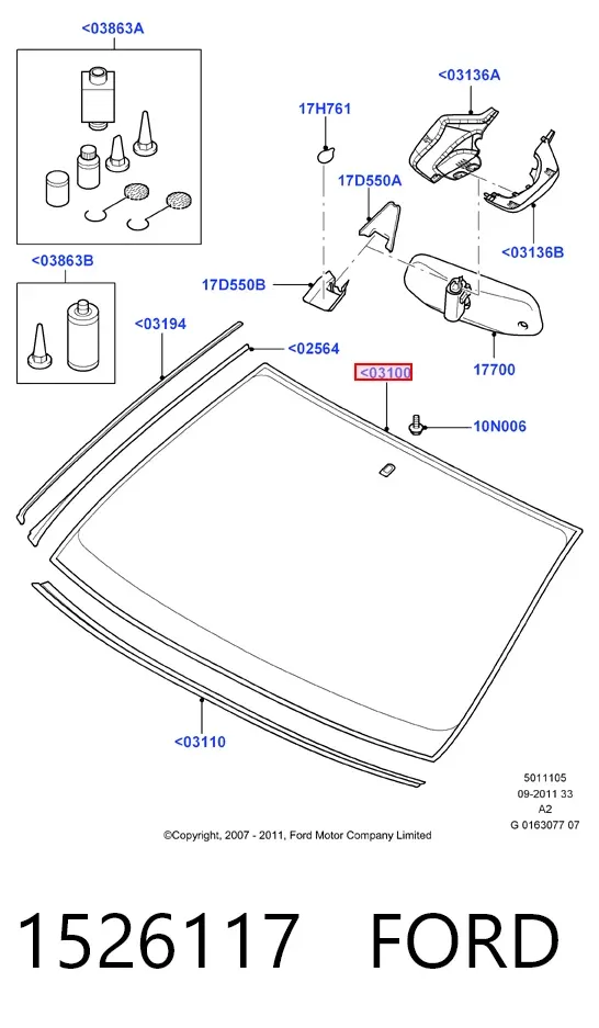 Лобове скло 1526117 Ford