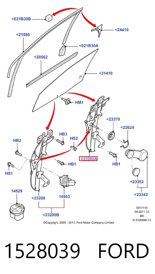 Склопідйомник передньої лівої двері 1528039 Ford